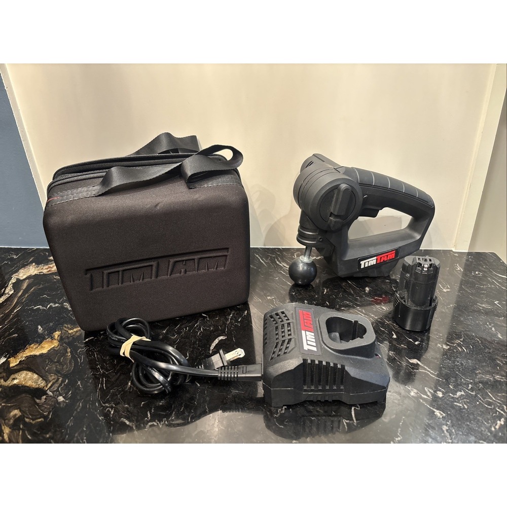 Tim Tam Power Massager Deep Tissue Black Cordless W/Charger & Travel Case WORKS